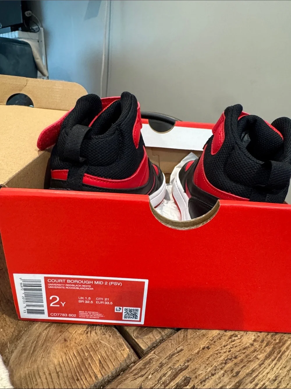 Nike Kids Red and Black High-Top Sneakers